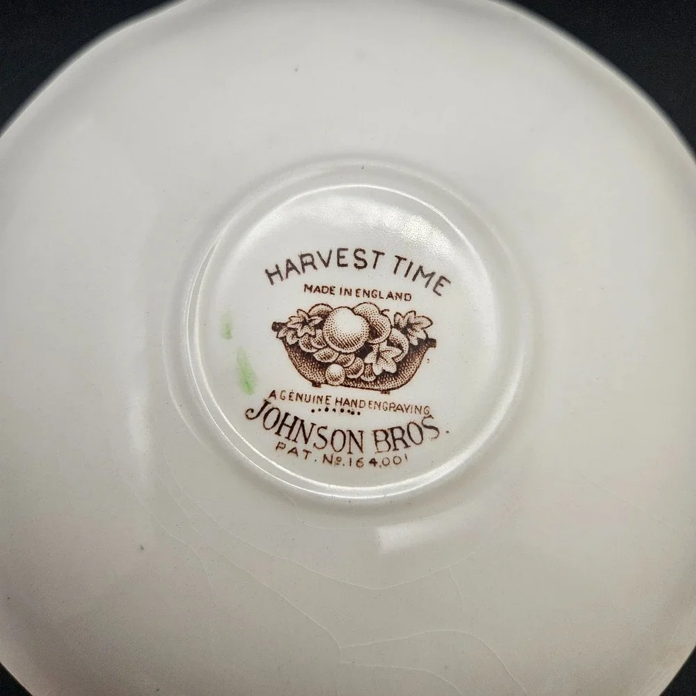 VTG Johnson Bros Harvest Time Tea Cup & Saucer Set England Brown Transferware